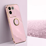 XINLI custodia per telefono in TPU elettrolitico con bordo dritto 6D con supporto per anello, For vivo S17e, For vivo Y78+, For vivo iQOO Pro