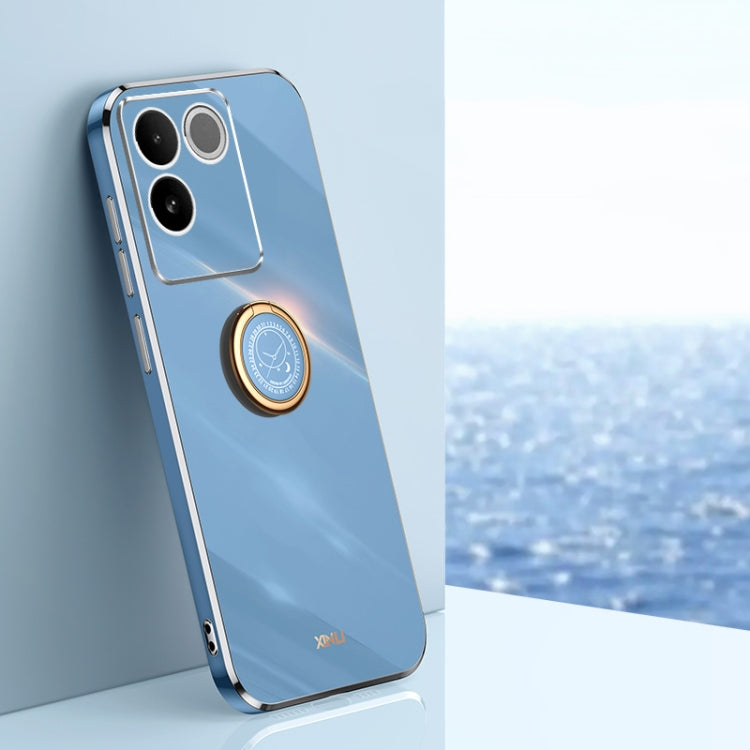 XINLI custodia per telefono in TPU elettrolitico con bordo dritto 6D con supporto per anello, For vivo S17e, For vivo Y78+, For vivo iQOO Pro