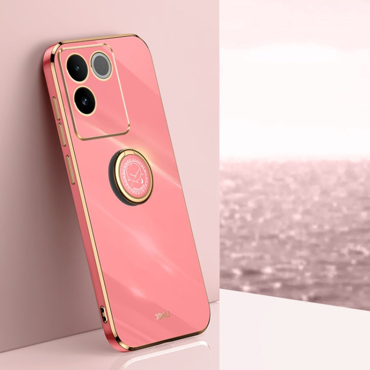 XINLI custodia per telefono in TPU elettrolitico con bordo dritto 6D con supporto per anello, For vivo S17e, For vivo Y78+, For vivo iQOO Pro
