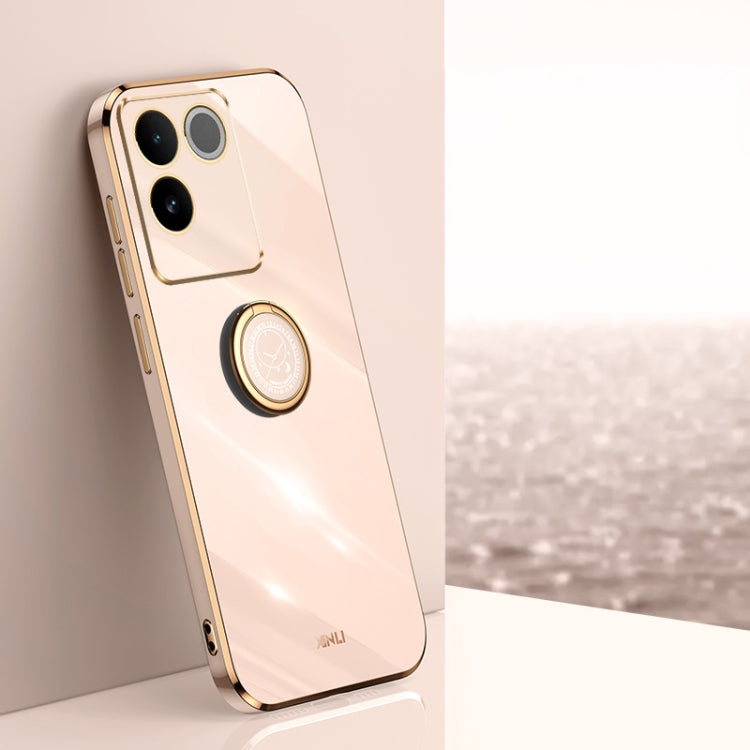 XINLI custodia per telefono in TPU elettrolitico con bordo dritto 6D con supporto per anello, For vivo S17e, For vivo Y78+, For vivo iQOO Pro