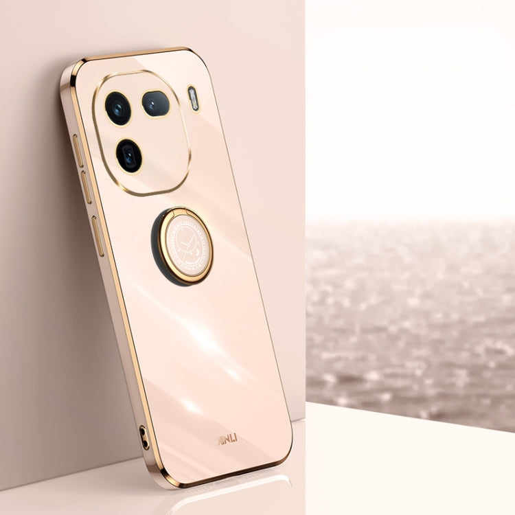 XINLI custodia per telefono in TPU elettrolitico con bordo dritto 6D con supporto per anello, For vivo X100 Pro 5G, For vivo iQOO 12 Pro 5G, For vivo iQOO 12 5G