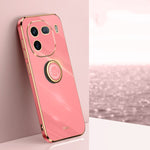 XINLI custodia per telefono in TPU elettrolitico con bordo dritto 6D con supporto per anello, For vivo X100 Pro 5G, For vivo iQOO 12 Pro 5G, For vivo iQOO 12 5G