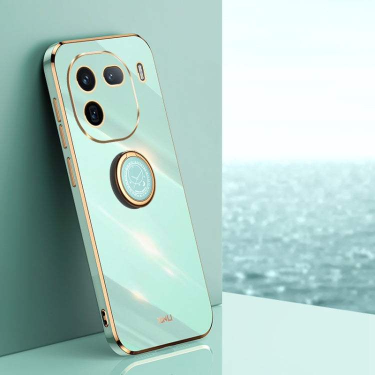 XINLI custodia per telefono in TPU elettrolitico con bordo dritto 6D con supporto per anello, For vivo X100 Pro 5G, For vivo iQOO 12 Pro 5G, For vivo iQOO 12 5G