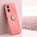 XINLI custodia per telefono in TPU elettrolitico con bordo dritto 6D con supporto per anello, For vivo Y17S 4G, For vivo Y35M+, For vivo S17