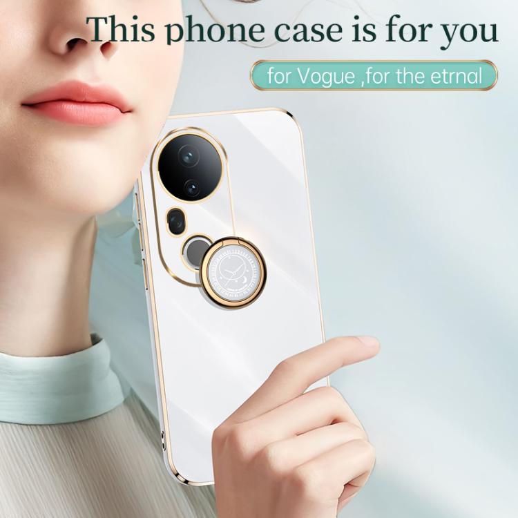 XINLI custodia per telefono in TPU elettrolitico con bordo dritto 6D con supporto per anello, For vivo S20 Pro, For vivo iQOO 13, For vivo Y300 Pro