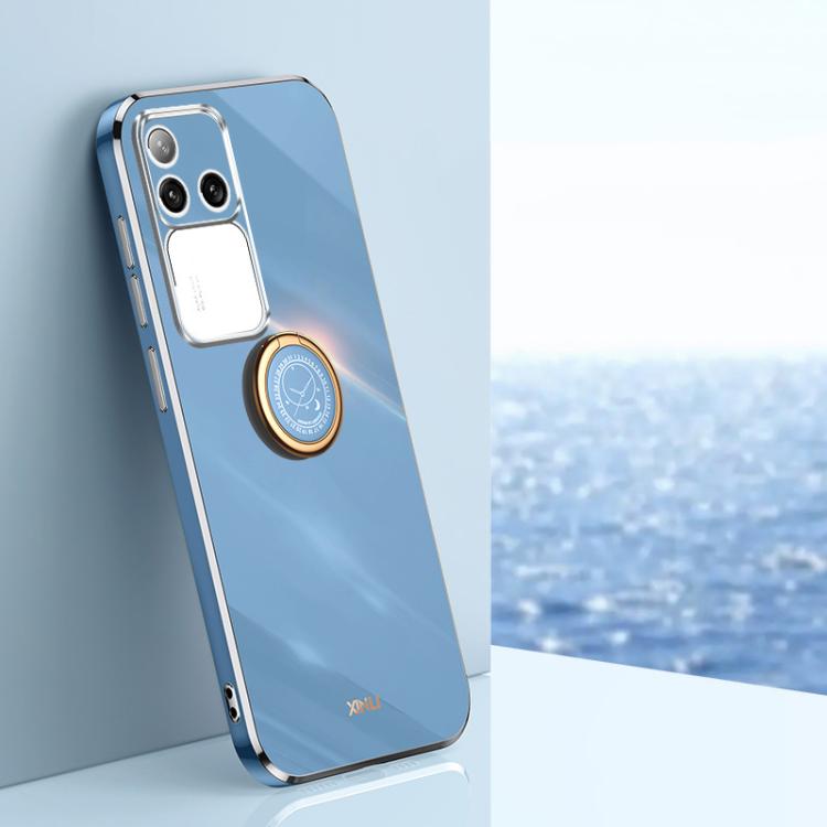 XINLI custodia per telefono in TPU elettrolitico con bordo dritto 6D con supporto per anello, For vivo V40 Lite 5G, For vivo S18 Pro, For vivo S18e