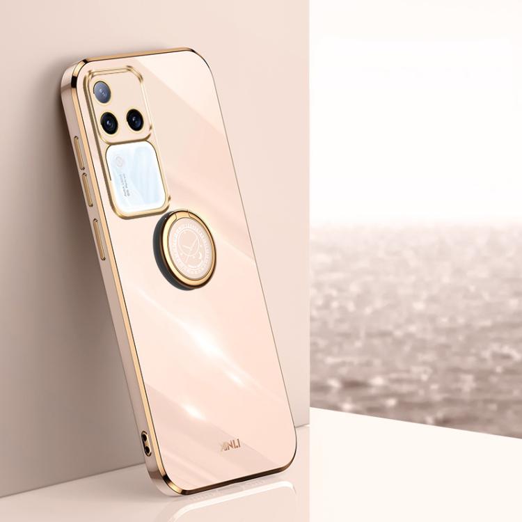 XINLI custodia per telefono in TPU elettrolitico con bordo dritto 6D con supporto per anello, For vivo V40 Lite 5G, For vivo S18 Pro, For vivo S18e