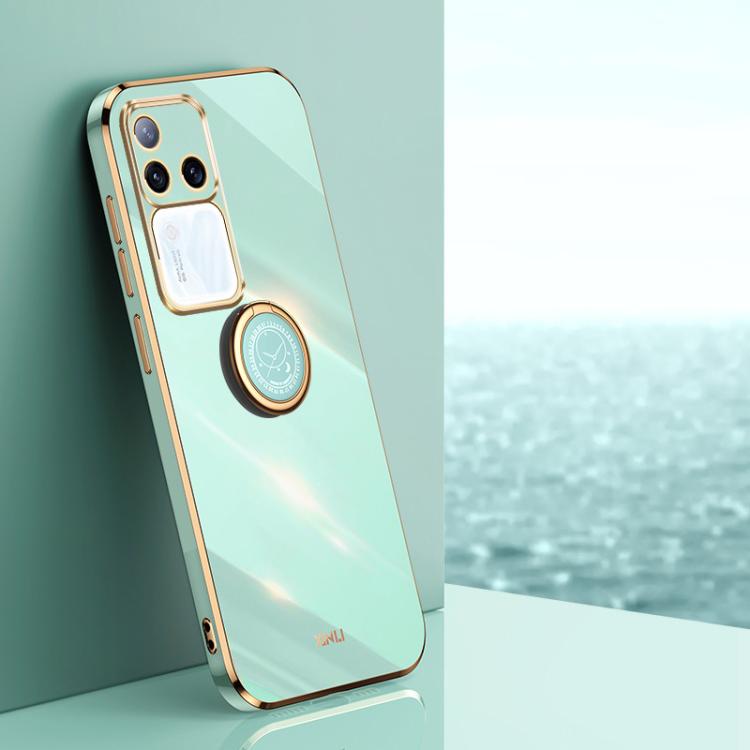 XINLI custodia per telefono in TPU elettrolitico con bordo dritto 6D con supporto per anello, For vivo V40 Lite 5G, For vivo S18 Pro, For vivo S18e