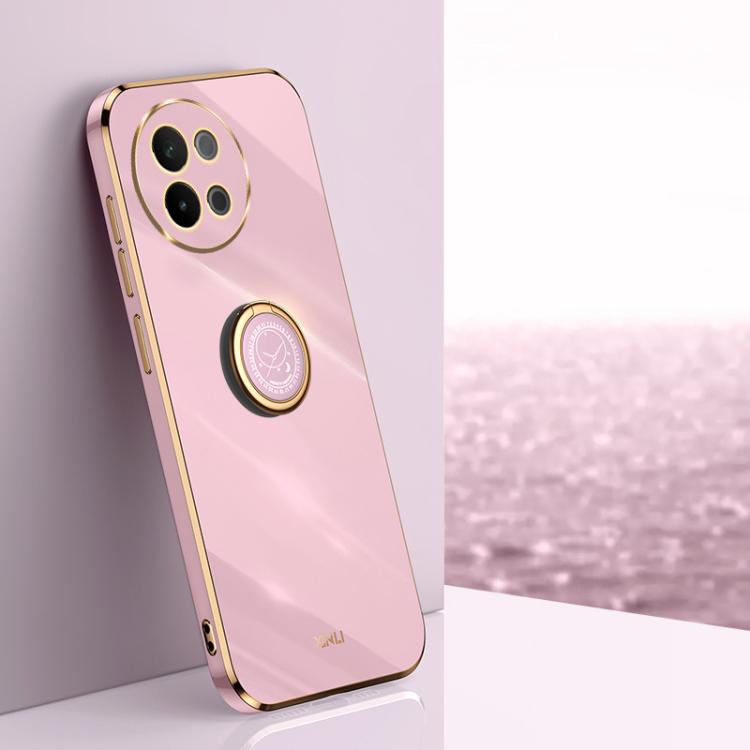 XINLI custodia per telefono in TPU elettrolitico con bordo dritto 6D con supporto per anello, For vivo V40 Lite 5G, For vivo S18 Pro, For vivo S18e