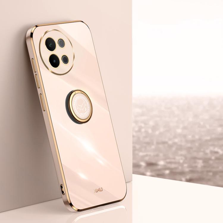 XINLI custodia per telefono in TPU elettrolitico con bordo dritto 6D con supporto per anello, For vivo V40 Lite 5G, For vivo S18 Pro, For vivo S18e