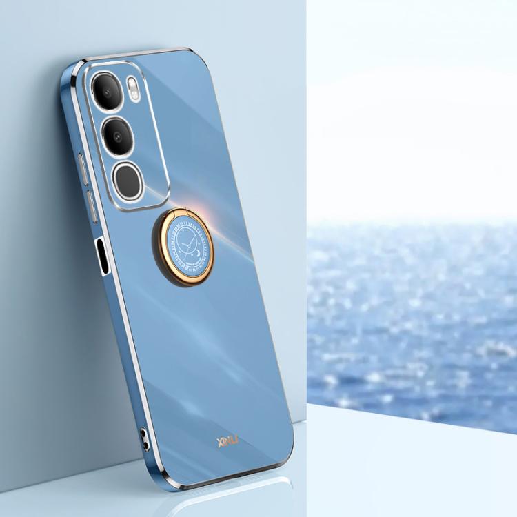 XINLI custodia per telefono in TPU elettrolitico con bordo dritto 6D con supporto per anello, For vivo Y50 5G, For vivo Y500 5G, For vivo V60 5G Global