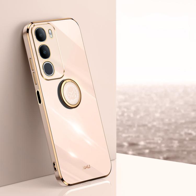 XINLI custodia per telefono in TPU elettrolitico con bordo dritto 6D con supporto per anello, For vivo Y50 5G, For vivo Y500 5G, For vivo V60 5G Global