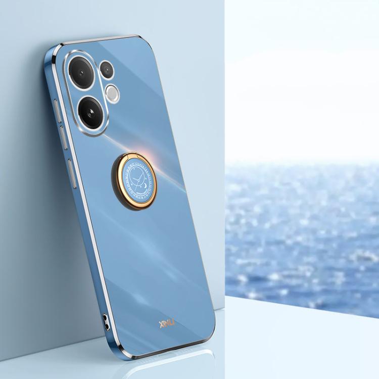 XINLI custodia per telefono in TPU elettrolitico con bordo dritto 6D con supporto per anello, For vivo Y50 5G, For vivo Y500 5G, For vivo V60 5G Global