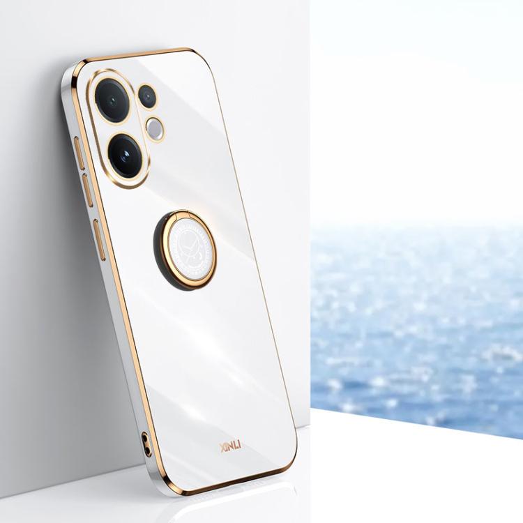XINLI custodia per telefono in TPU elettrolitico con bordo dritto 6D con supporto per anello, For vivo Y50 5G, For vivo Y500 5G, For vivo V60 5G Global