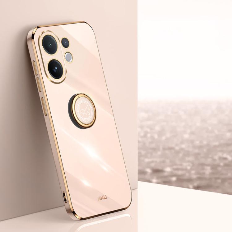 XINLI custodia per telefono in TPU elettrolitico con bordo dritto 6D con supporto per anello, For vivo Y50 5G, For vivo Y500 5G, For vivo V60 5G Global