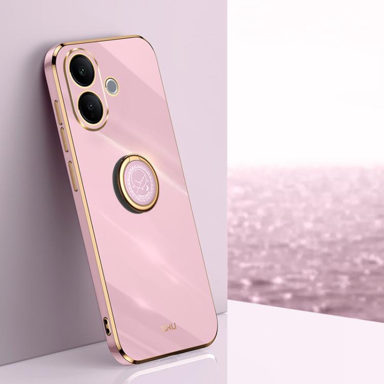 XINLI custodia per telefono in TPU elettrolitico con bordo dritto 6D con supporto per anello, For vivo X300 Pro, For vivo X300 5G, For vivo V60 Lite 5G