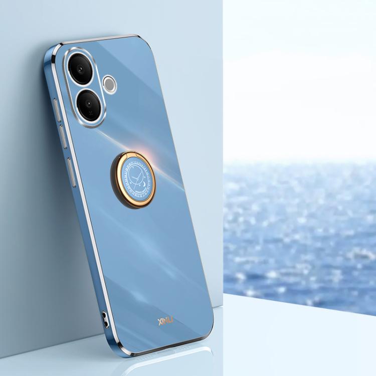 XINLI custodia per telefono in TPU elettrolitico con bordo dritto 6D con supporto per anello, For vivo X300 Pro, For vivo X300 5G, For vivo V60 Lite 5G