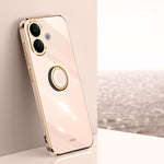 XINLI custodia per telefono in TPU elettrolitico con bordo dritto 6D con supporto per anello, For vivo X300 Pro, For vivo X300 5G, For vivo V60 Lite 5G