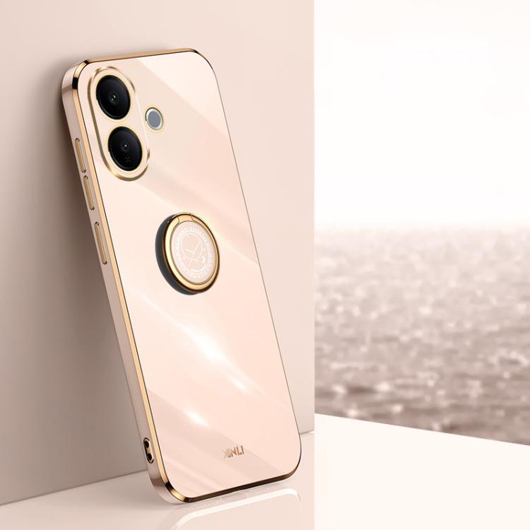 XINLI custodia per telefono in TPU elettrolitico con bordo dritto 6D con supporto per anello, For vivo X300 Pro, For vivo X300 5G, For vivo V60 Lite 5G
