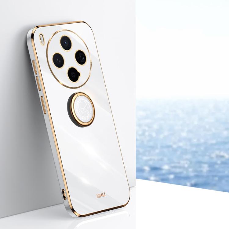XINLI custodia per telefono in TPU elettrolitico con bordo dritto 6D con supporto per anello, For vivo X300 Pro, For vivo X300 5G, For vivo V60 Lite 5G