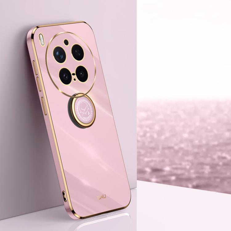 XINLI custodia per telefono in TPU elettrolitico con bordo dritto 6D con supporto per anello, For vivo X300 Pro, For vivo X300 5G, For vivo V60 Lite 5G