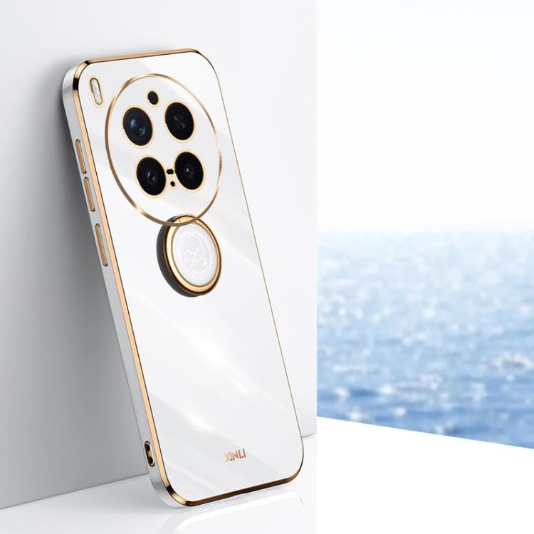 XINLI custodia per telefono in TPU elettrolitico con bordo dritto 6D con supporto per anello, For vivo X300 Pro, For vivo X300 5G, For vivo V60 Lite 5G
