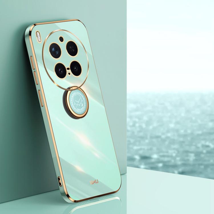 XINLI custodia per telefono in TPU elettrolitico con bordo dritto 6D con supporto per anello, For vivo X300 Pro, For vivo X300 5G, For vivo V60 Lite 5G