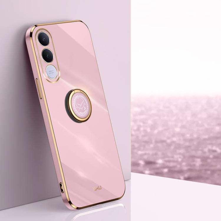 XINLI custodia per telefono in TPU elettrolitico con bordo dritto 6D con supporto per anello, For vivo Y600 Pro 5G, For vivo V70 FE 5G, For vivo X300 Ultra