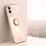 XINLI custodia per telefono in TPU elettrolitico con bordo dritto 6D con supporto per anello, For vivo Y600 Pro 5G, For vivo V70 FE 5G, For vivo X300 Ultra