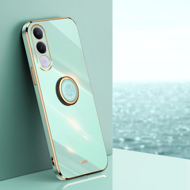 XINLI custodia per telefono in TPU elettrolitico con bordo dritto 6D con supporto per anello, For vivo Y600 Pro 5G, For vivo V70 FE 5G, For vivo X300 Ultra
