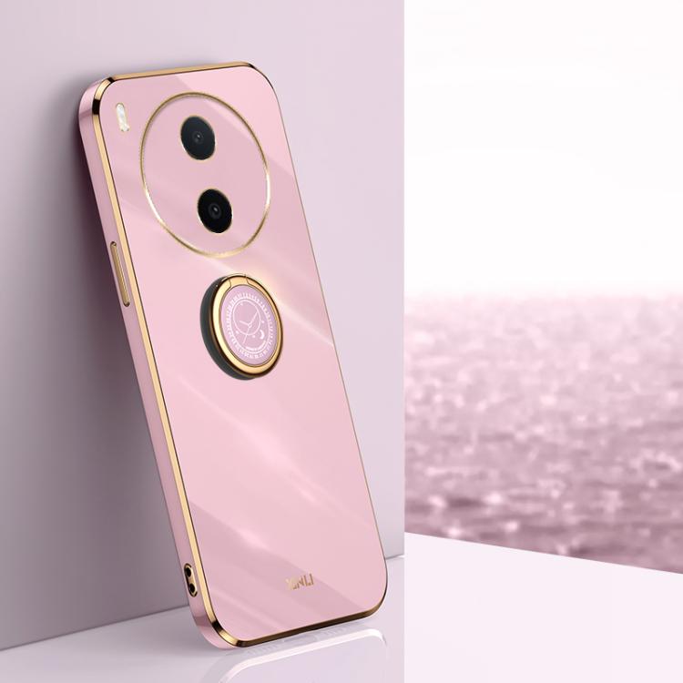 XINLI custodia per telefono in TPU elettrolitico con bordo dritto 6D con supporto per anello, For vivo Y600 Pro 5G, For vivo V70 FE 5G, For vivo X300 Ultra