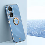 XINLI custodia per telefono in TPU elettrolitico con bordo dritto 6D con supporto per anello, For Honor 100, For Honor X50i+ 5G, For Honor Play 50 Plus 5G
