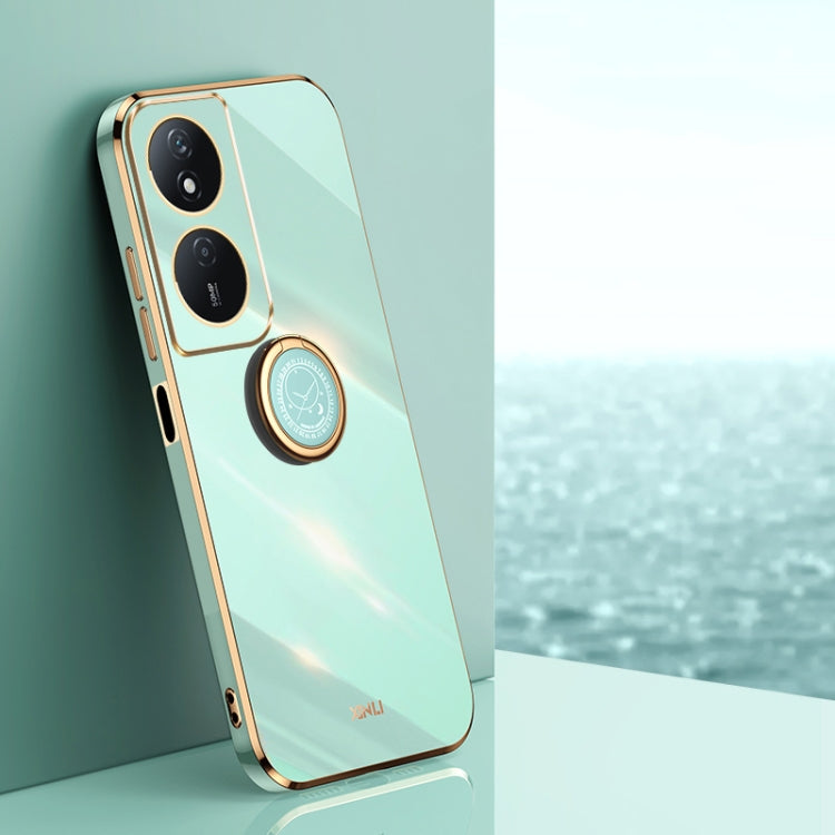 XINLI custodia per telefono in TPU elettrolitico con bordo dritto 6D con supporto per anello, For Honor 100, For Honor X50i+ 5G, For Honor Play 50 Plus 5G