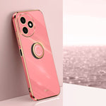 XINLI custodia per telefono in TPU elettrolitico con bordo dritto 6D con supporto per anello, For Honor 100, For Honor X50i+ 5G, For Honor Play 50 Plus 5G