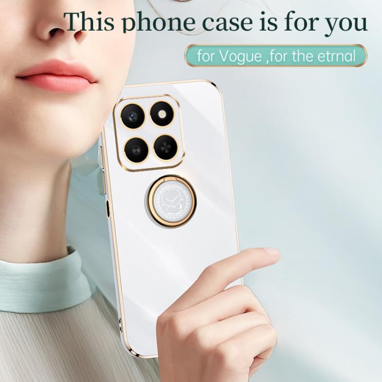 XINLI custodia per telefono in TPU elettrolitico con bordo dritto 6D con supporto per anello, For Honor 400 Smart 5G, For Honor X70 5G, For Honor X70i