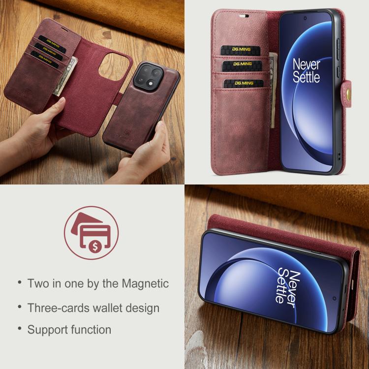 Custodia in pelle magnetica staccabile DG.MING Crazy Horse Texture, For OnePlus 15, For OnePlus 12, For OnePlus 11
