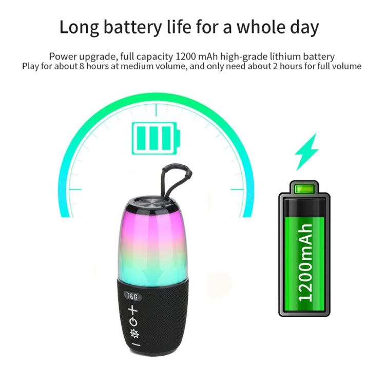 T&G TG644 Altoparlante Bluetooth portatile con luce RGB ad alta potenza da 5 W, TG644