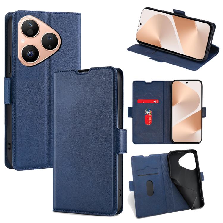 Custodia per telefono in pelle flip orizzontale con fibbia laterale ultrasottile, For Huawei Mate 80 5G, For Huawei Maimang 40 5G, For Huawei Pura 80 5G, For Huawei nova 14 Ultra 5G, For Huawei nova 14 Pro 5G, For Huawei nova 14 5G