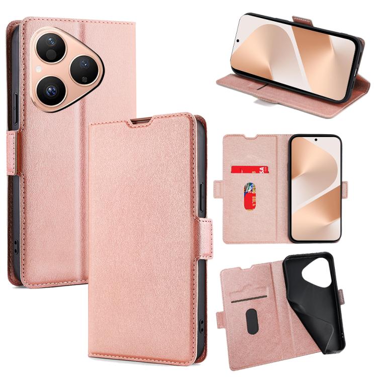 Custodia per telefono in pelle flip orizzontale con fibbia laterale ultrasottile, For Huawei Mate 80 5G, For Huawei Maimang 40 5G, For Huawei Pura 80 5G, For Huawei nova 14 Ultra 5G, For Huawei nova 14 Pro 5G, For Huawei nova 14 5G