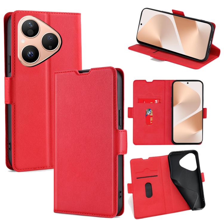Custodia per telefono in pelle flip orizzontale con fibbia laterale ultrasottile, For Huawei Mate 80 5G, For Huawei Maimang 40 5G, For Huawei Pura 80 5G, For Huawei nova 14 Ultra 5G, For Huawei nova 14 Pro 5G, For Huawei nova 14 5G