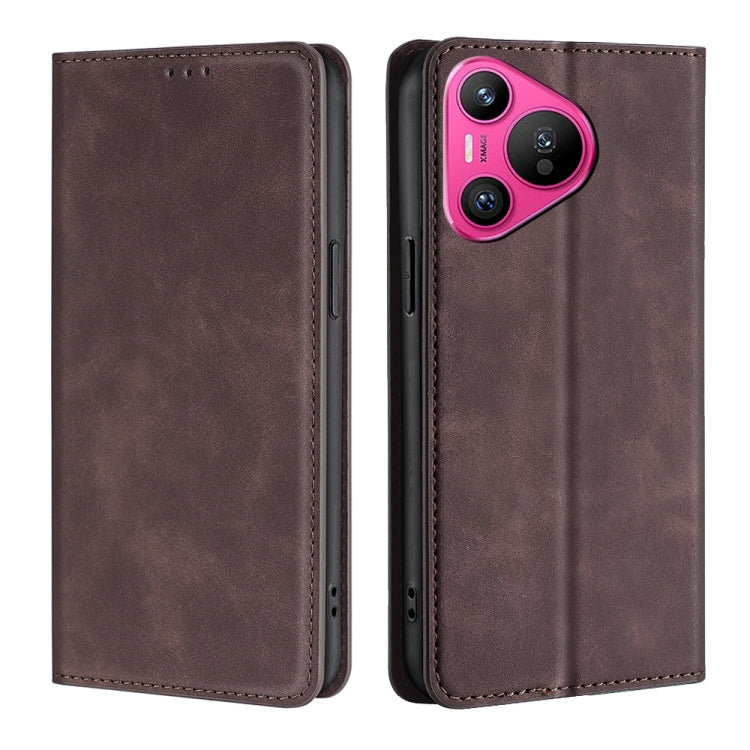 Custodia per telefono in pelle magnetica Skin Feel, For Huawei nova 12i 4G, For Huawei Pura 70, For Huawei nova 12 5G, For Huawei Mate 60 Pro / Pro+