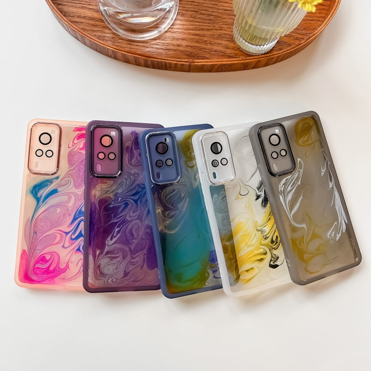 Custodia per telefono in TPU galvanica con pittura a olio, For vivo X60, For vivo X60 Pro, For vivo X70, For vivo X70 Pro