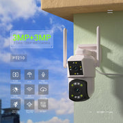 ESCAM PT210 2x3MP Dual Lens Monitor a doppio schermo WiFi Supporto telecamera Rilevamento voce e movimento bidirezionale e archiviazione cloud, PT210