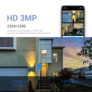 ESCAM PT210 2x3MP Dual Lens Monitor a doppio schermo WiFi Supporto telecamera Rilevamento voce e movimento bidirezionale e archiviazione cloud, PT210
