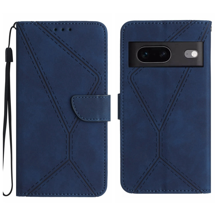 Custodia per telefono in pelle goffrata con cuciture, For Google Pixel 7, For Google Pixel 7 Pro, For Google Pixel 7a, For Google Pixel 6