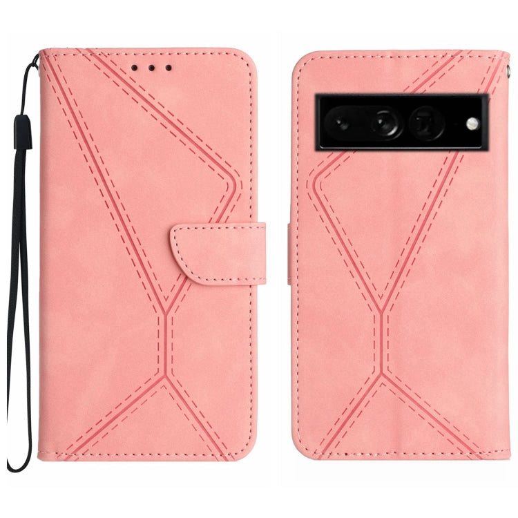 Custodia per telefono in pelle goffrata con cuciture, For Google Pixel 7, For Google Pixel 7 Pro, For Google Pixel 7a, For Google Pixel 6