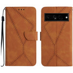 Custodia per telefono in pelle goffrata con cuciture, For Google Pixel 7, For Google Pixel 7 Pro, For Google Pixel 7a, For Google Pixel 6
