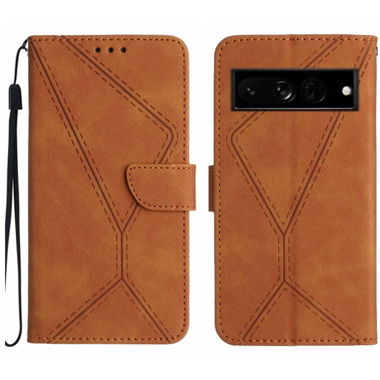 Custodia per telefono in pelle goffrata con cuciture, For Google Pixel 7, For Google Pixel 7 Pro, For Google Pixel 7a, For Google Pixel 6
