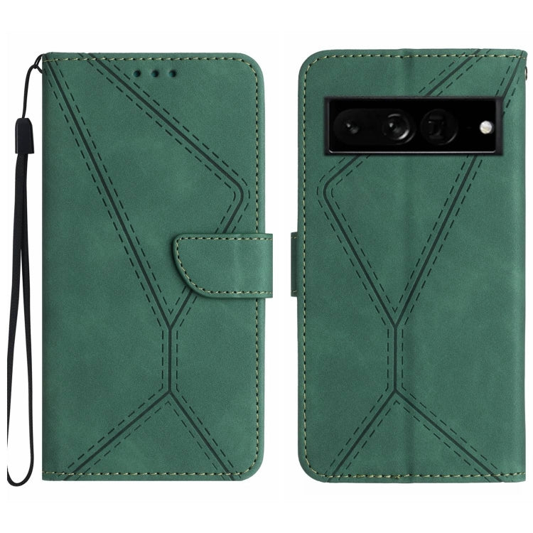 Custodia per telefono in pelle goffrata con cuciture, For Google Pixel 7, For Google Pixel 7 Pro, For Google Pixel 7a, For Google Pixel 6