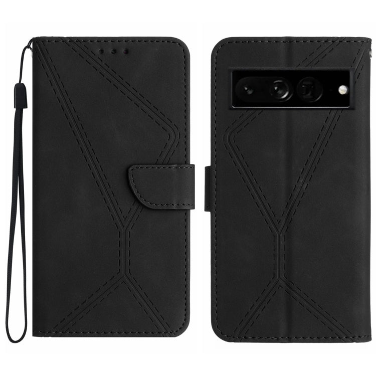Custodia per telefono in pelle goffrata con cuciture, For Google Pixel 7, For Google Pixel 7 Pro, For Google Pixel 7a, For Google Pixel 6